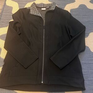 CHICO'S Zenergy Sz 1  (M) Black Gray
Polka Dot Zip Long Sleeve Jacket